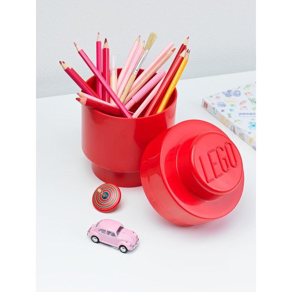 Sarkana LEGO® apaļa glabāšanas kaste, ⌀ 12,5 cm-image-2