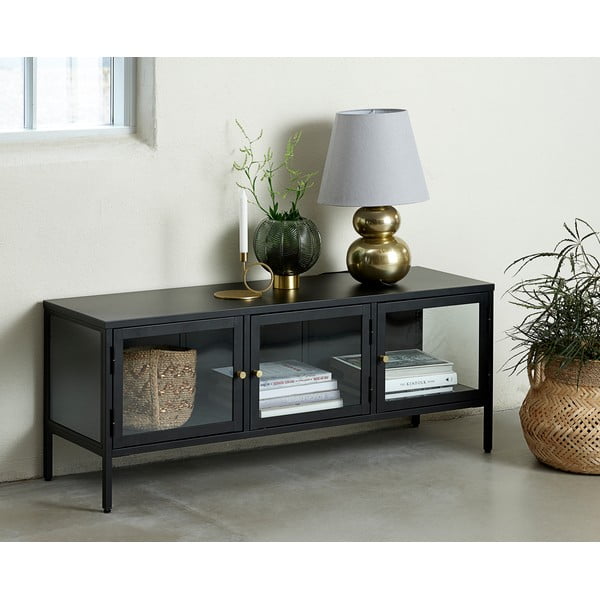 Melns metāla TV galds 132x52 cm Carmel – Unique Furniture-image-1