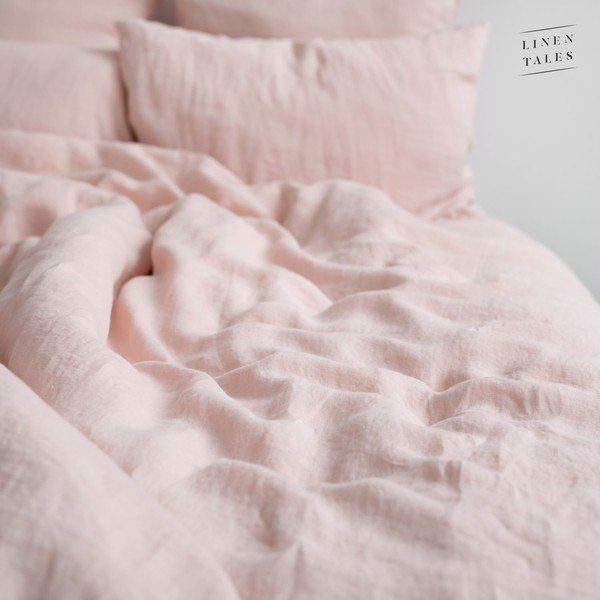 Gaiši rozā divguļamais/īpaši garš lina segas pārvalks 200x220 cm Misty Rose – Linen Tales-image-2
