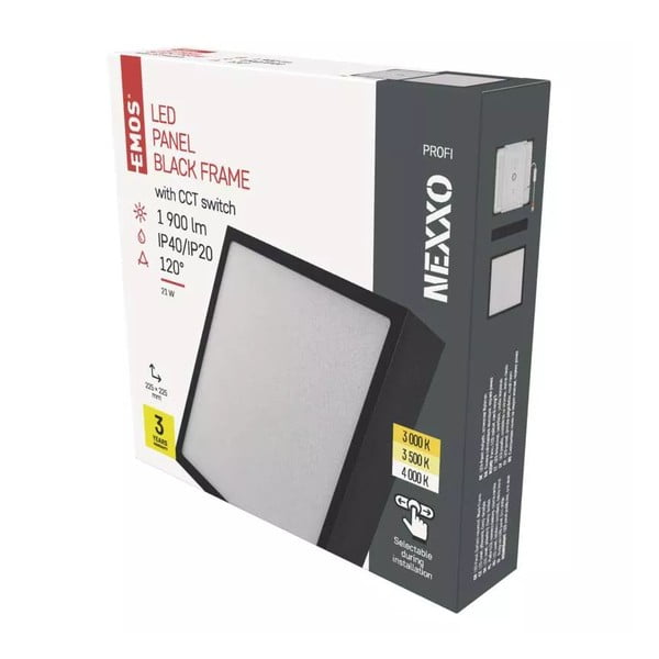 Matēti melna LED griestu lampa 22.5x22.5 cm Nexxo – EMOS-image-1