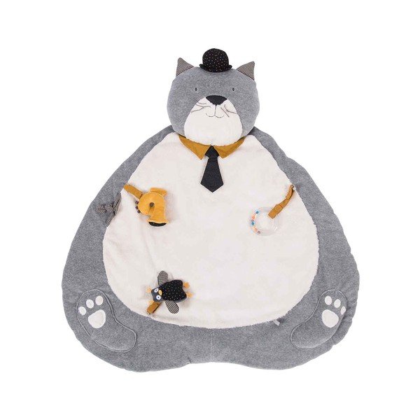 Pelēks/krēmkrāsas bērnu rotaļu paklājiņš Les Moustaches – Moulin Roty-image-1