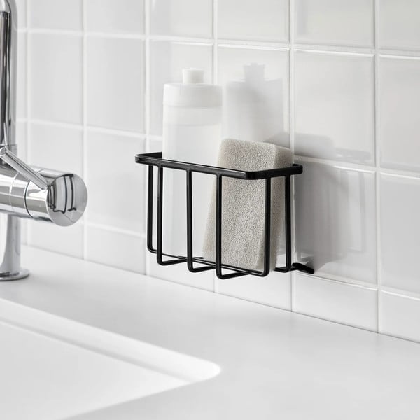 Melns metāla mazgāšanas līdzekļu turētājs ar uzstādīšanu bez urbšanas Film Hook – YAMAZAKI-image-3