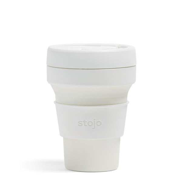 Balta salokāma ceļojumu krūze Stojo Pocket Cup Quartz, 355 ml