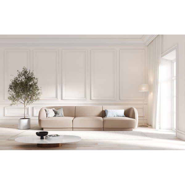 Bēšs samta dīvāns 259 cm Miley  – Micadoni Home-image-4