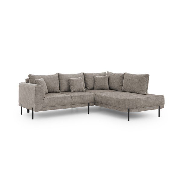 Pelēkbrūns stūra dīvāns no šenila auduma (ar labo stūri/L veida) Mauris  – Ropez-image-2