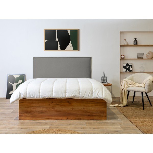 Pelēka/dabīga toņa divvietīga gulta ar veļas kasti un režģi 140x190 cm Cara – Bobochic Paris-image-3