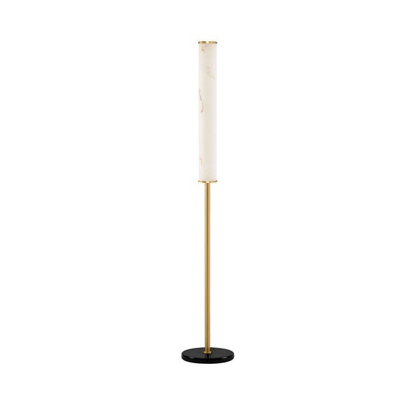 Balta/misiņa krāsas LED stāvlampa ar marmora imitāciju (augstums 140 cm) Nolia – Nova Luce