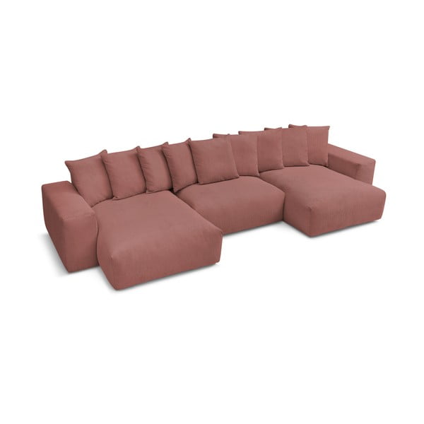 Gaiši rozā velveta stūra dīvāns Voltaire – Bobochic Paris-image-3