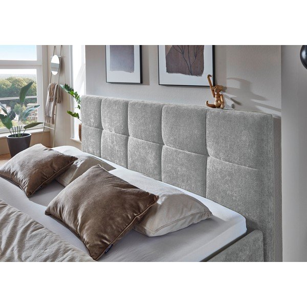 Pelēka polsterēta divvietīga gulta ar veļas kasti ar redelēm 180x200 cm Nova – Meise Möbel-image-3