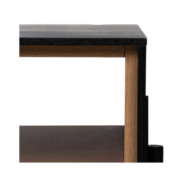 Melns/dabīga toņa žurnālgaldiņš ar oškoka imitāciju 60x124 cm Orleans – Ixia-image-4