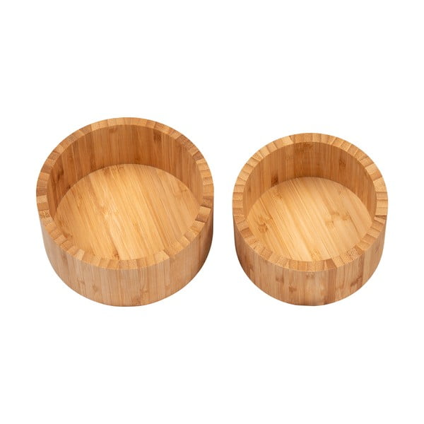 Dabīga toņa bambusa uzglabāšanas kastes (2 gab.) ar vāku/dekoratīvas ø 15x8 cm Chefalu – House Nordic-image-3