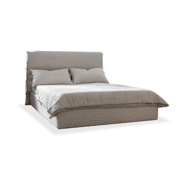 Bēša mīksta divvietīga gulta ar režģi 180x200 cm Sleepy Luna – Miuform