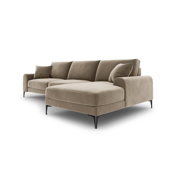 Bēšs samta stūra dīvāns Mazzini Sofas Madara, labais stūris-image-4