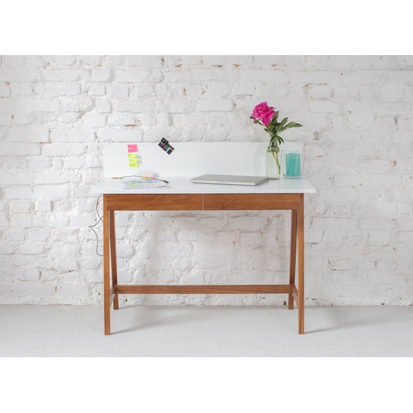 Balts rakstāmgalds ar oša koka pamatni Ragaba Luka Oak, garums 85 cm-image-1
