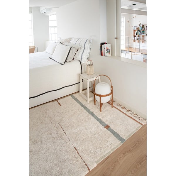 Zils/krēmkrāsas mazgājams/ar rokām darināts kokvilnas paklājs 140x200 cm Lanes Vintage Blue – Lorena Canals-image-4