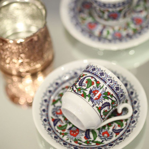 6 porcelāna krūzīšu un apakštasīšu komplekts Kutahya Ornament, 50 ml-image-1