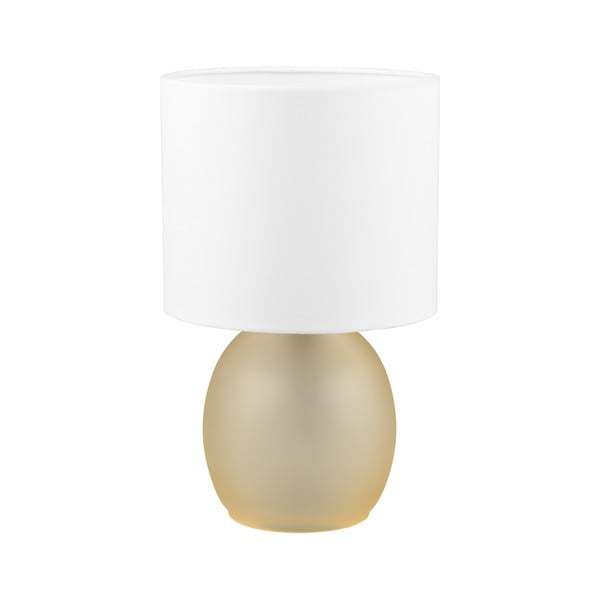 Balta/zelta krāsas galda lampa ar auduma abažūru (augstums 29 cm) Vela – Trio
