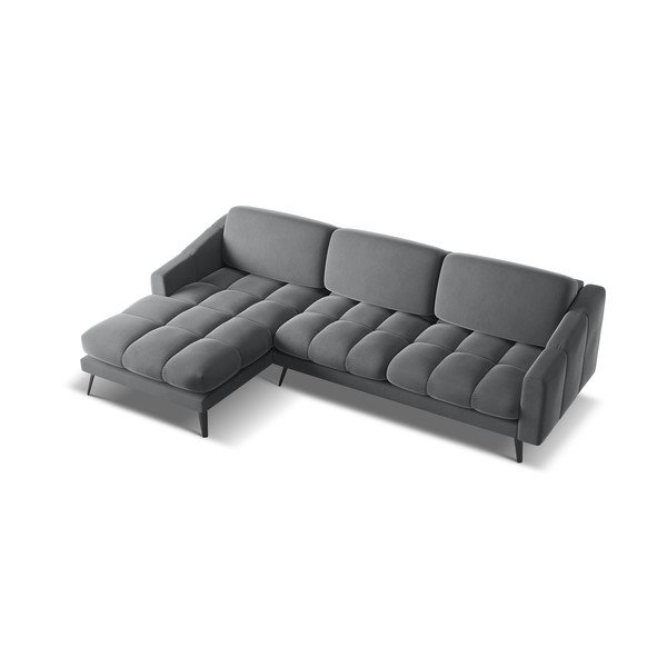 Pelēks samta stūra dīvāns (ar kreiso stūri) Nalu – Makamii-image-4
