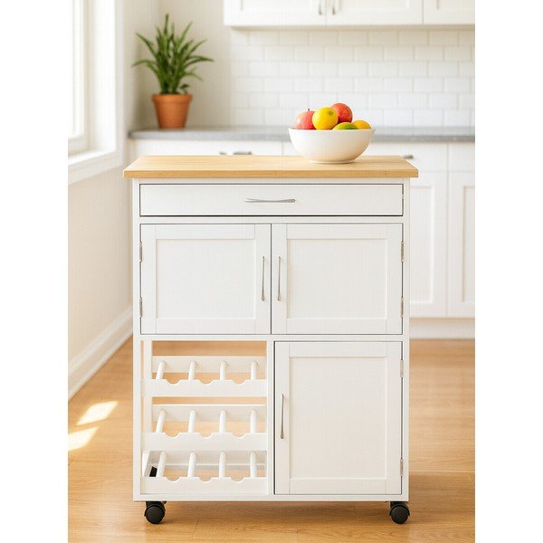 Bambusa servēšanas galdiņš uz riteņiem 37x67 cm Harlow – Premier Housewares-image-3