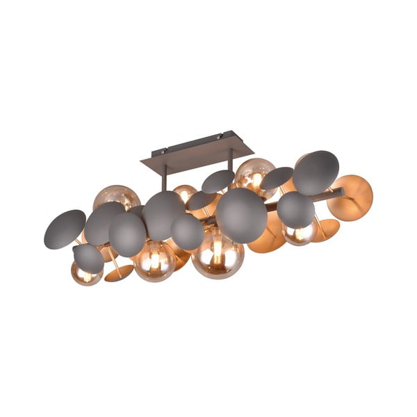 Pelēka/zelta krāsas griestu lampa ar stikla abažūru 76x22 cm Bubble – Trio Select-image-1