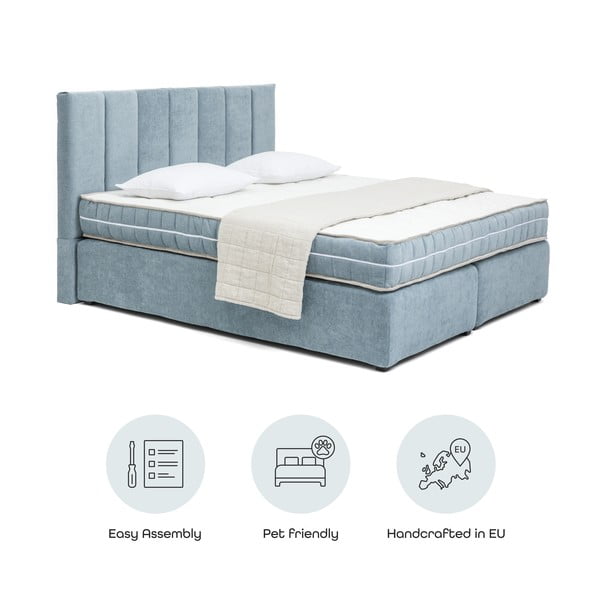 Zila atsperu gulta 160x200 cm Olia Bold Line – Bonami Selection-image-4