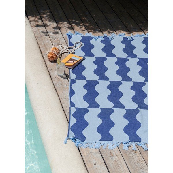 Zils kokvilnas pludmales dvielis 100x160 cm Nugo – noo.ma-image-3