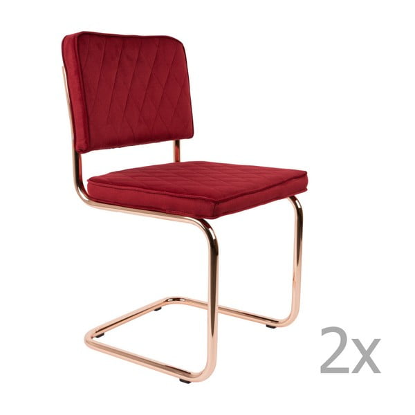 2 sarkanu krēslu komplekts Zuiver Diamond