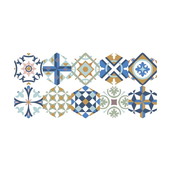 10 grīdas uzlīmju komplekts Ambiance Hexagons Rosamar, 20 x 18 cm
