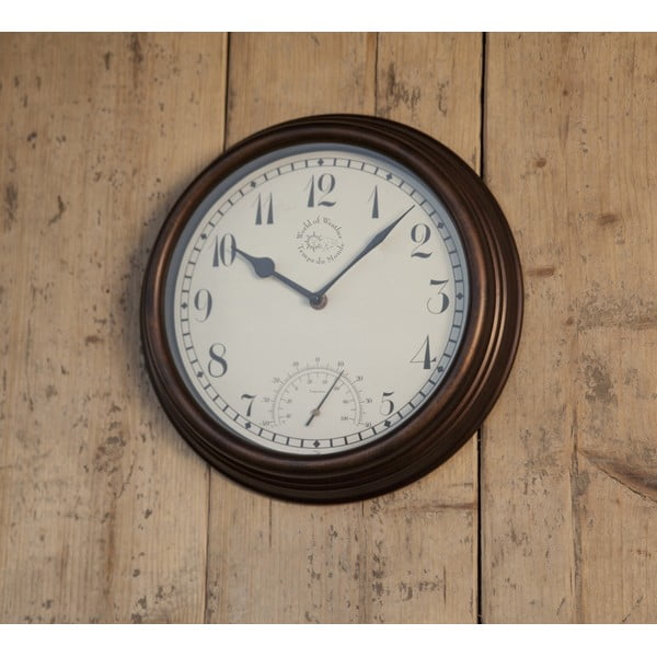 Āra sienas pulkstenis ar termometru Esschert Design Time-image-1