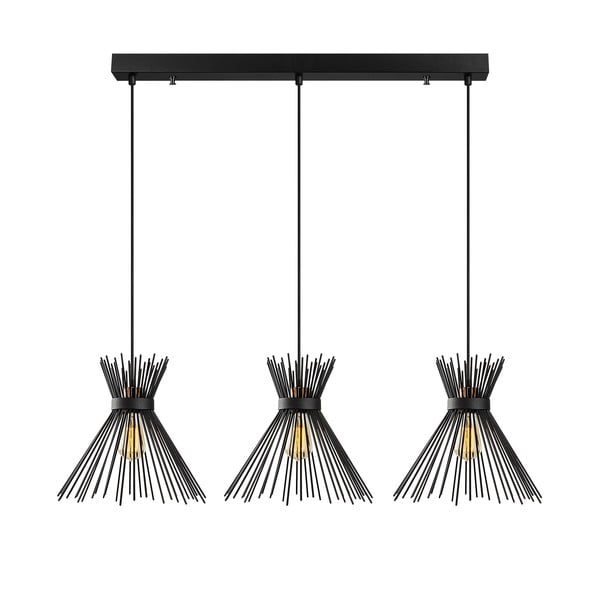 Melna griestu lampa ar 3 spuldzēm Opviq lights Kirpi-image-2