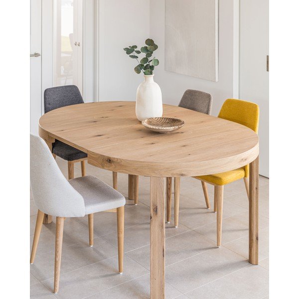 Apaļš izvelkams ēdamgalds ar papildu galda virsmu ar ozolkoka imitāciju ø 120 cm Colleen – Kave Home-image-2