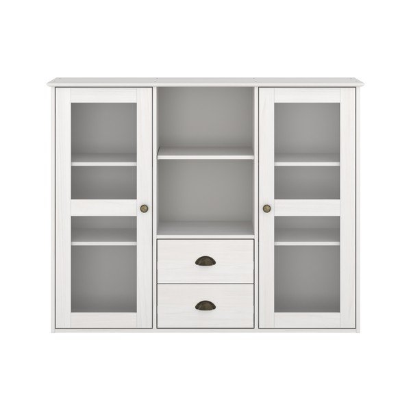 Balta priedes masīvkoka vitrīna 127x100x30 cm Edith – Støraa