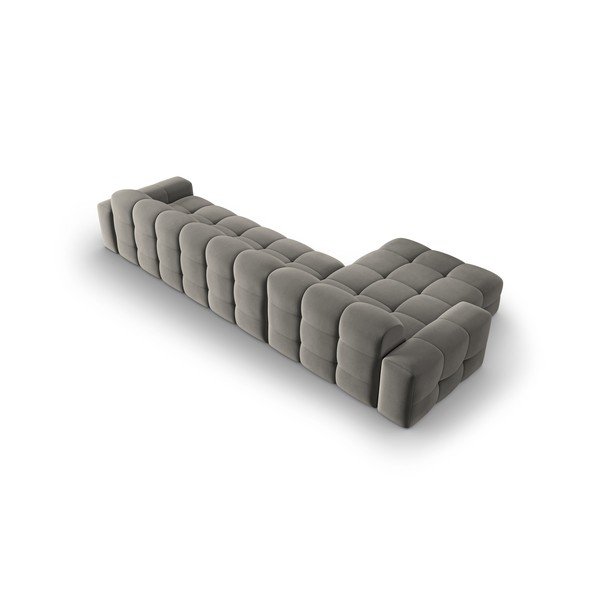 Pelēks samta stūra dīvāns (kreisais stūris) Kendal – Micadoni Home-image-4