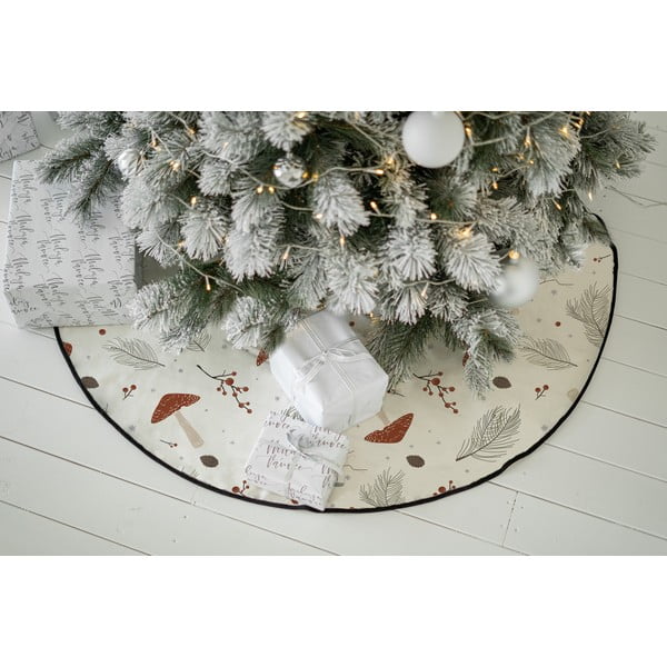 Balts mazgājams kokvilnas apaļš paklājs zem eglītes ar Ziemassvētku motīvu ø 133 cm Toadstool – Butter Kings-image-1