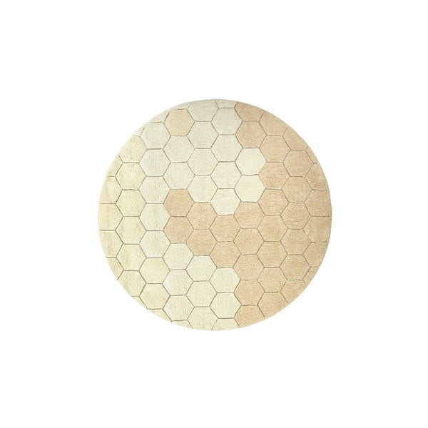 Okera dzeltens mazgājams/ar rokām darināts kokvilnas apaļš paklājs ø 140 cm Honeycomb Golden – Lorena Canals