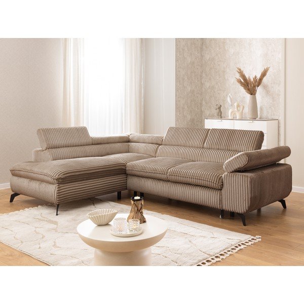 Brūns velveta stūra dīvāns (ar kreiso stūri/L veida) Marbeya  – Ropez-image-1