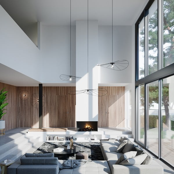 Melna piekaramā lampa ø 110 cm Elliot – Sollux-image-3