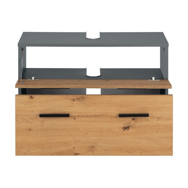 Dabīga toņa skapītis zem izlietnes ar ozolkoka imitāciju 55x35 cm Malika – Støraa-image-2