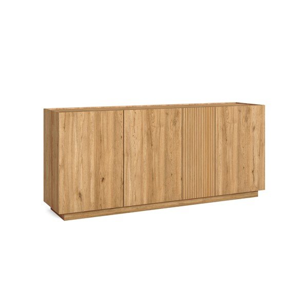 Dabīga toņa zema kumode ar ozolkoka imitāciju 181x78 cm Rayana – Marckeric-image-2