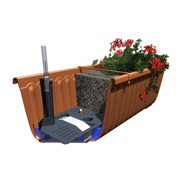 Brūns pašlaistošs puķu pods Plastia Siesta, garums 60 cm-image-2