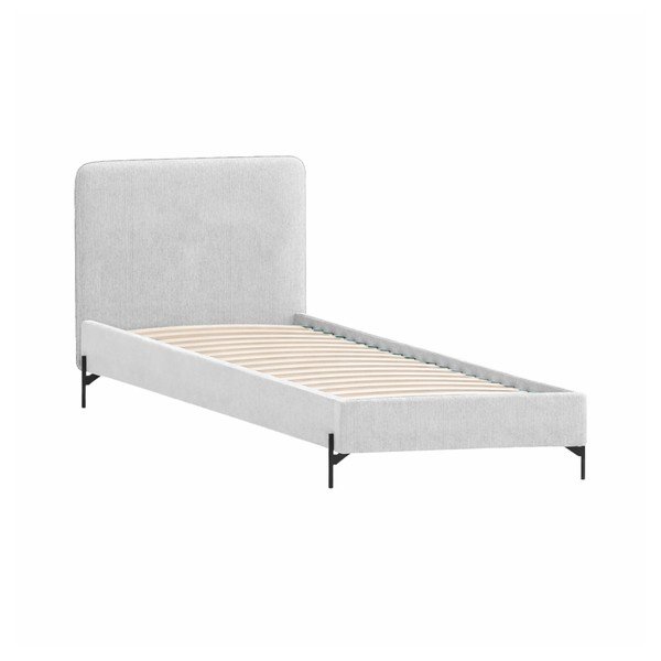 Gaiši pelēka polsterēta vienvietīga gulta ar redelēm 90x200 cm Barker – Ropez