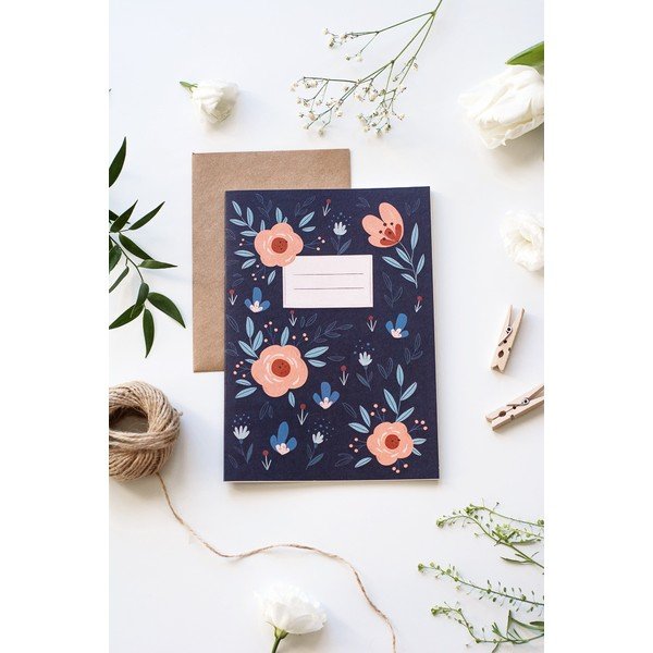 Piezīmju grāmatiņa no pārstrādāta papīra ar ziedu motīvu A5 Printintin, 60 lpp.-image-1