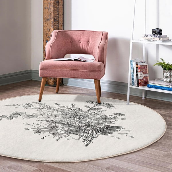 Krēmkrāsas mazgājams robotu putekļu sūcējiem piemērots apaļš paklājs ø 80 cm Comfort – Mila Home-image-4