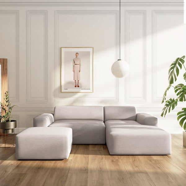 Pelēks samta salokāms stūra dīvāns ar uzglabāšanas vietu (ar labo stūri/ar zvilni) Villet – Rodier-image-1