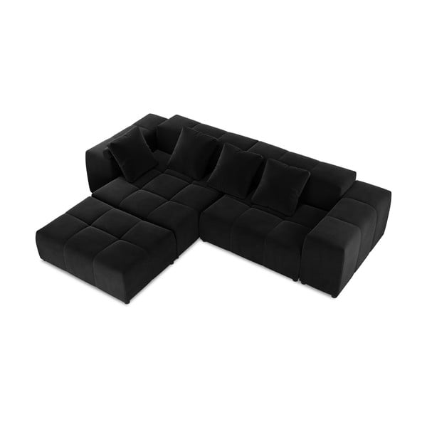 Melns samta stūra dīvāns (maināms stūris) Rome Velvet – Cosmopolitan Design -image-3