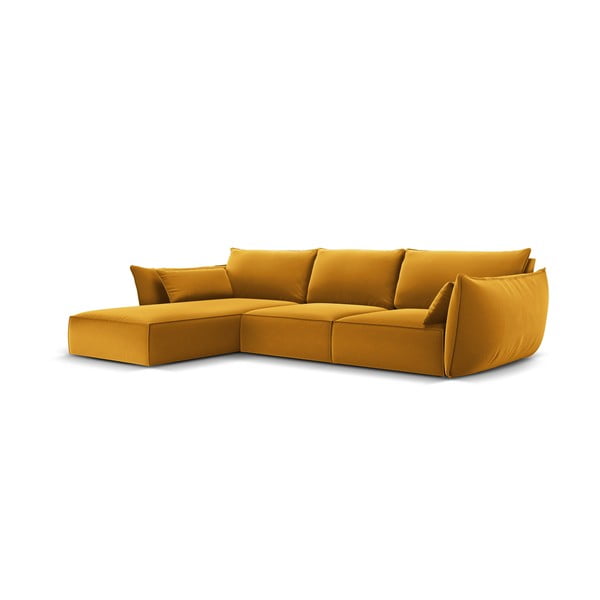 Sinepju dzeltens samta stūra dīvāns (ar kreiso stūri/ar zvilni) Vanda – Mazzini Sofas-image-2