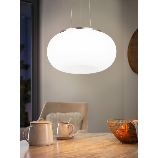 Balta/sudraba krāsas piekaramā lampa ar stikla abažūru ø 44,5 cm OPTICA – EGLO-image-2