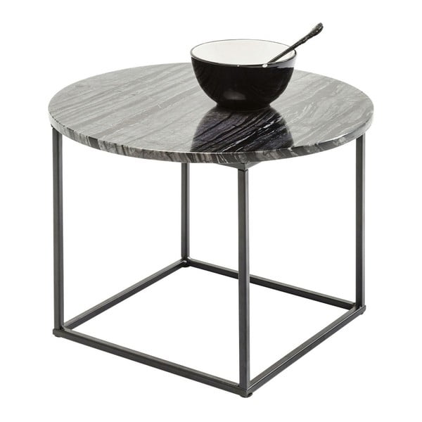 Kafijas galdiņš no metāla konstrukcijas ar melnu marmora virsmu Kare Design