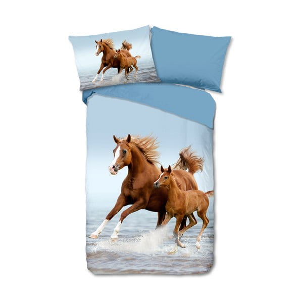 Zila vienguļamā kokvilnas bērnu gultas veļa 140x200 cm Free – Good Morning