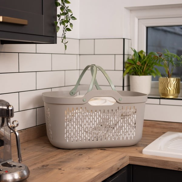 Gaiši brūns plastmasas veļas grozs 45 l – Addis-image-2